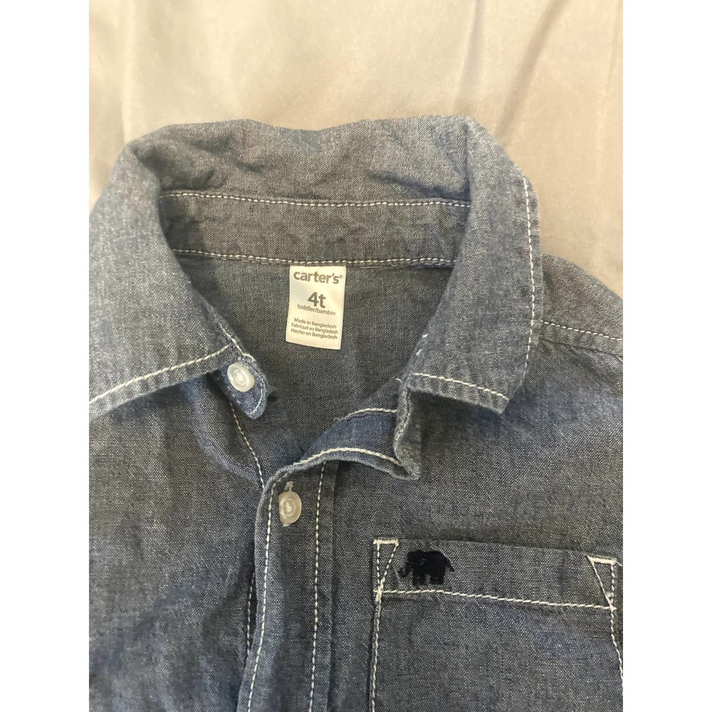 Long-sleeve Blue Button Shirt Carter's Size 4T